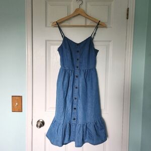Stretch Denim Sundress with Smocked Back Size S